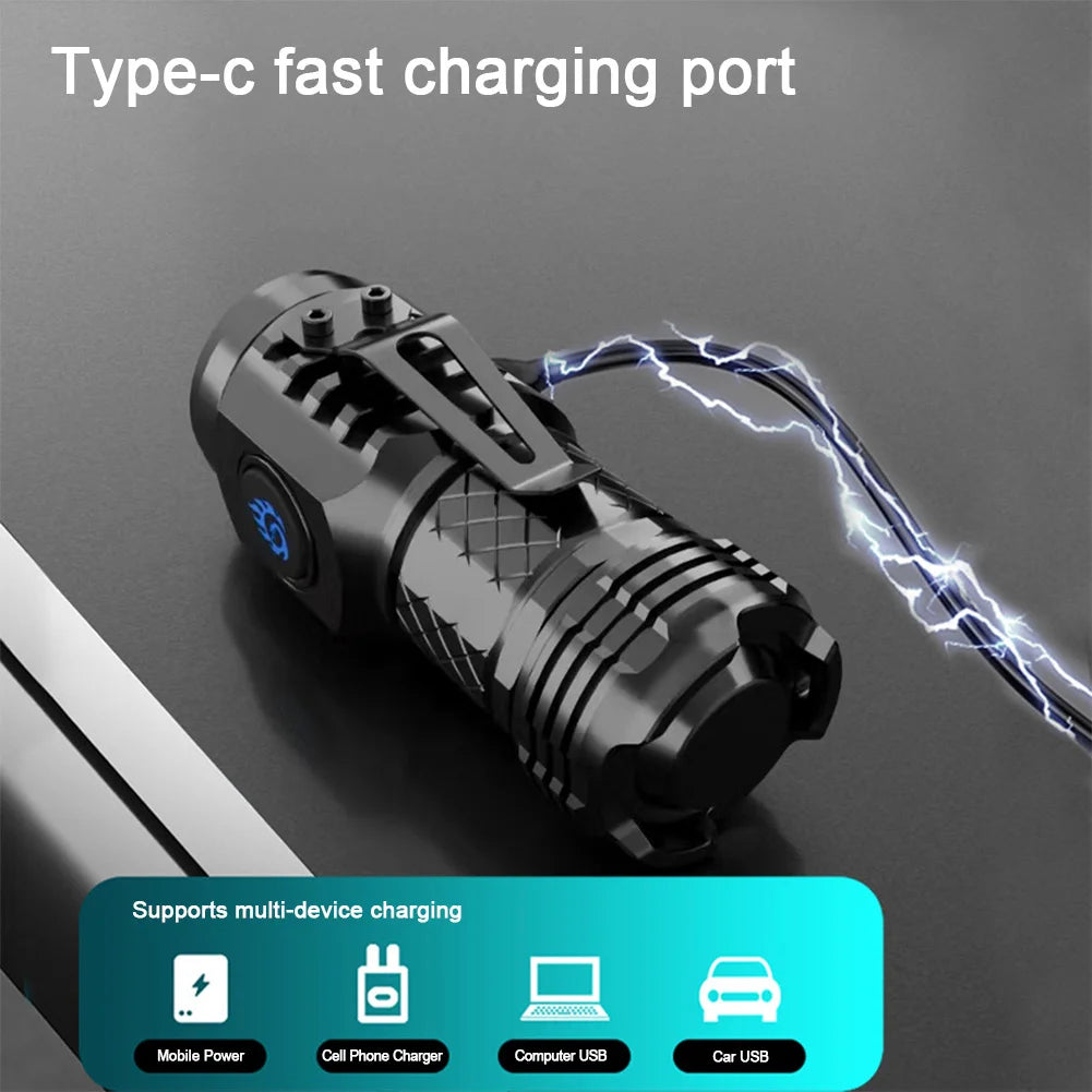 High Power LED Flashlight Torch 20W Ultra Powerful LED Flashlight 18350 Battery Portable Outdoor Flashlight for Hiking Exploring