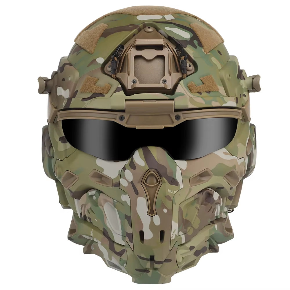 W-Ronin Assault Tactical Helmet and Tactical Mask Modular Design Built-In Headset Anti-Fog Fan Helmet Airsoft Hunting Equipment