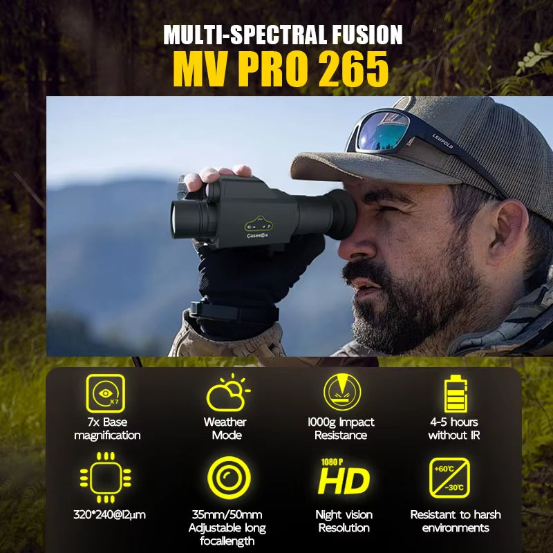 Caseeda MV265 Pro Thermal Imaging Scope Sight 320 * 240 Thermal Monocular Camera 60Hz Thermal Imager Sight with IP65 Waterproof