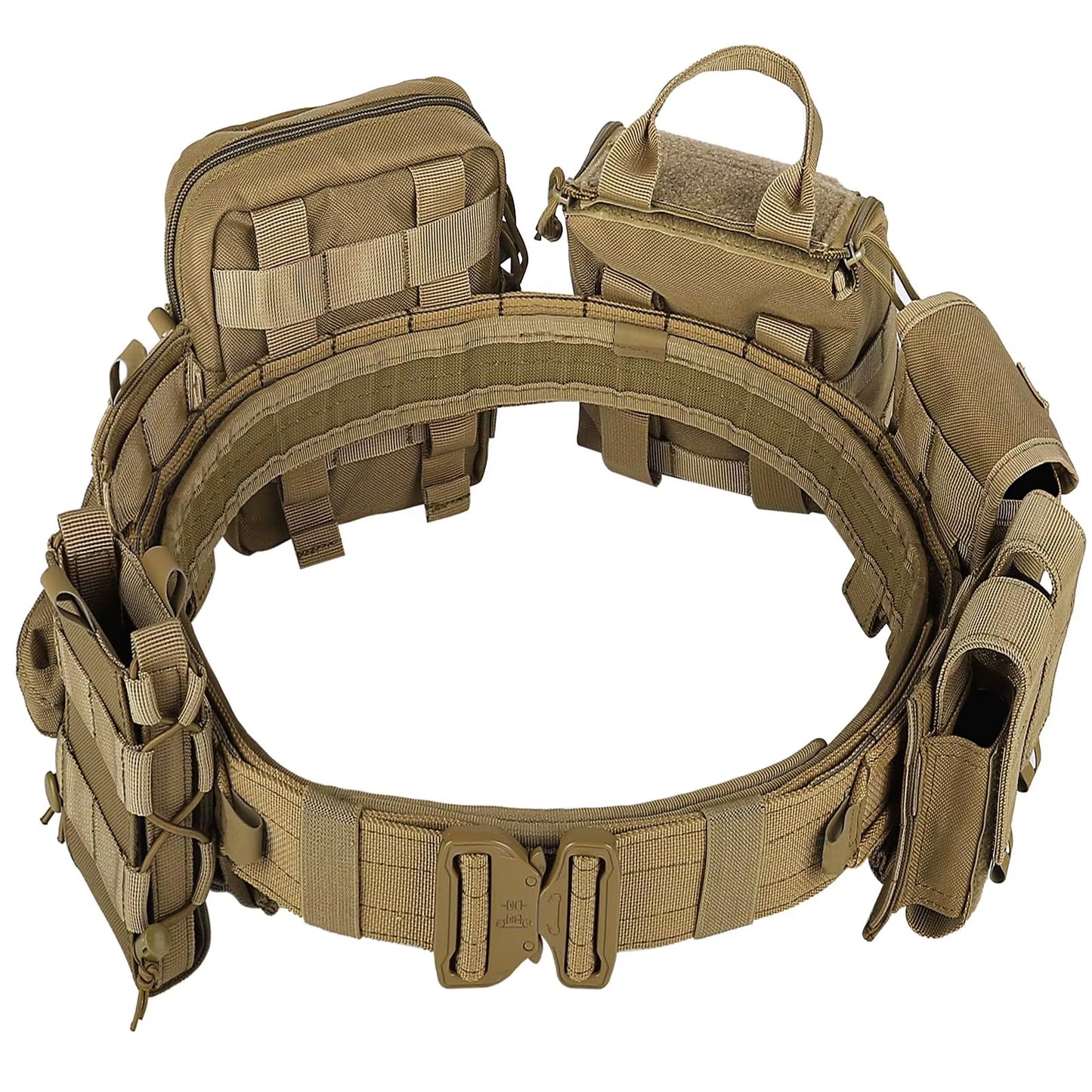 8-In-1 Hunting Tactical Battle Belt with Accessories Tactical Combat Belt Quick Release Rigger Belt Heavy Duty Belts 8 Pcs