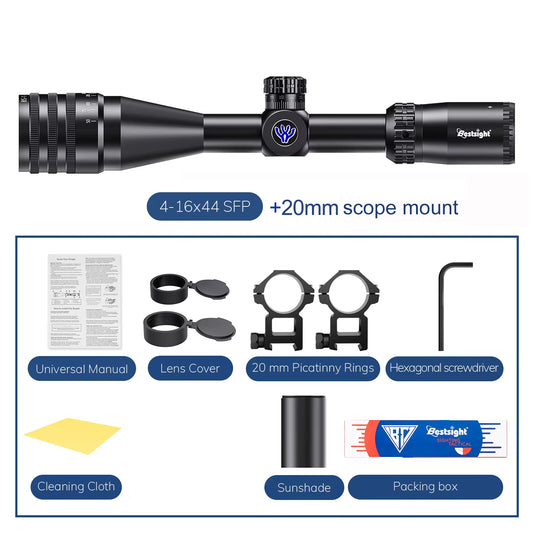 Tactical 4-16X44 AOE Riflescope Hunting Scopes Tactical Airsoft Luneta Para Rifle De Caça Red Green Illuminated Sight Sniper