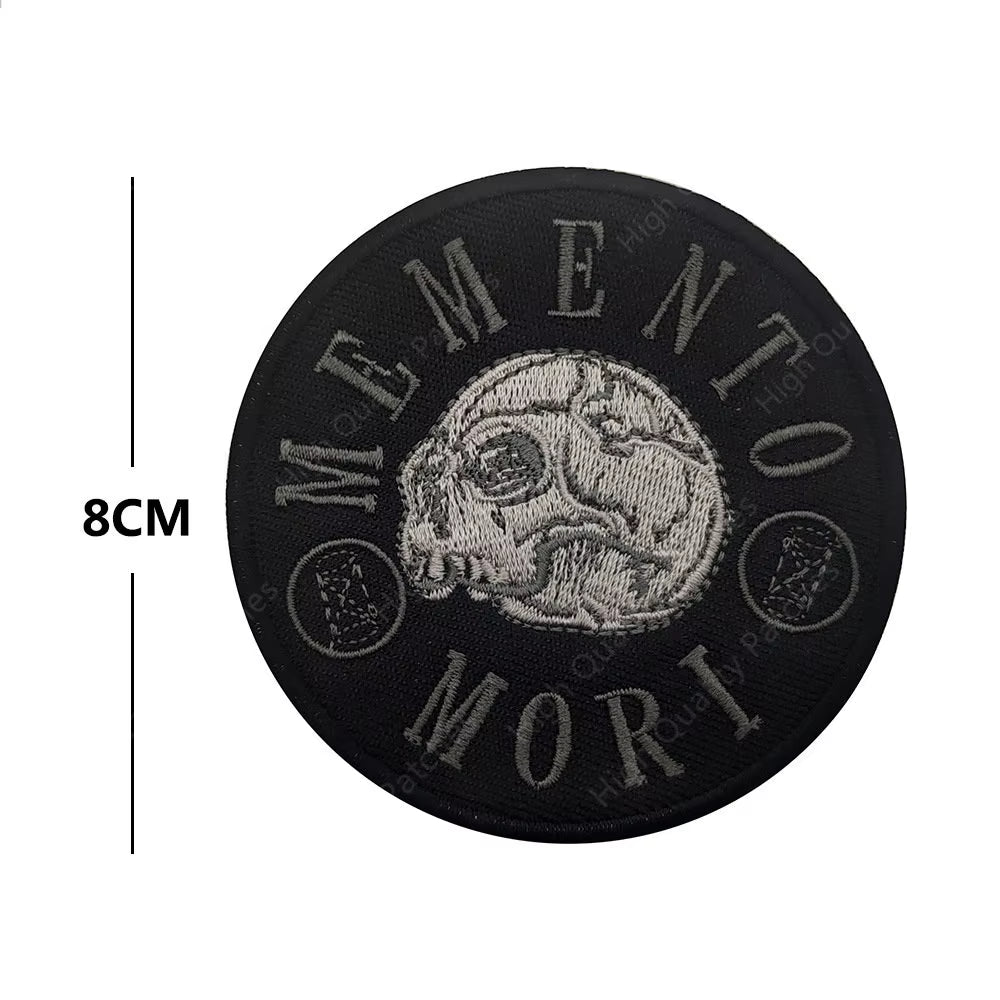 Memento Mori Warning Embroidered Patch Tactical Emblem Armband Skull Applique Skull and Bones Memorial Tactical Badge Armband