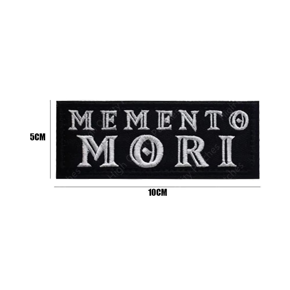 Memento Mori Warning Embroidered Patch Tactical Emblem Armband Skull Applique Skull and Bones Memorial Tactical Badge Armband