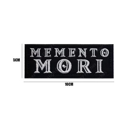 Memento Mori Warning Embroidered Patch Tactical Emblem Armband Skull Applique Skull and Bones Memorial Tactical Badge Armband