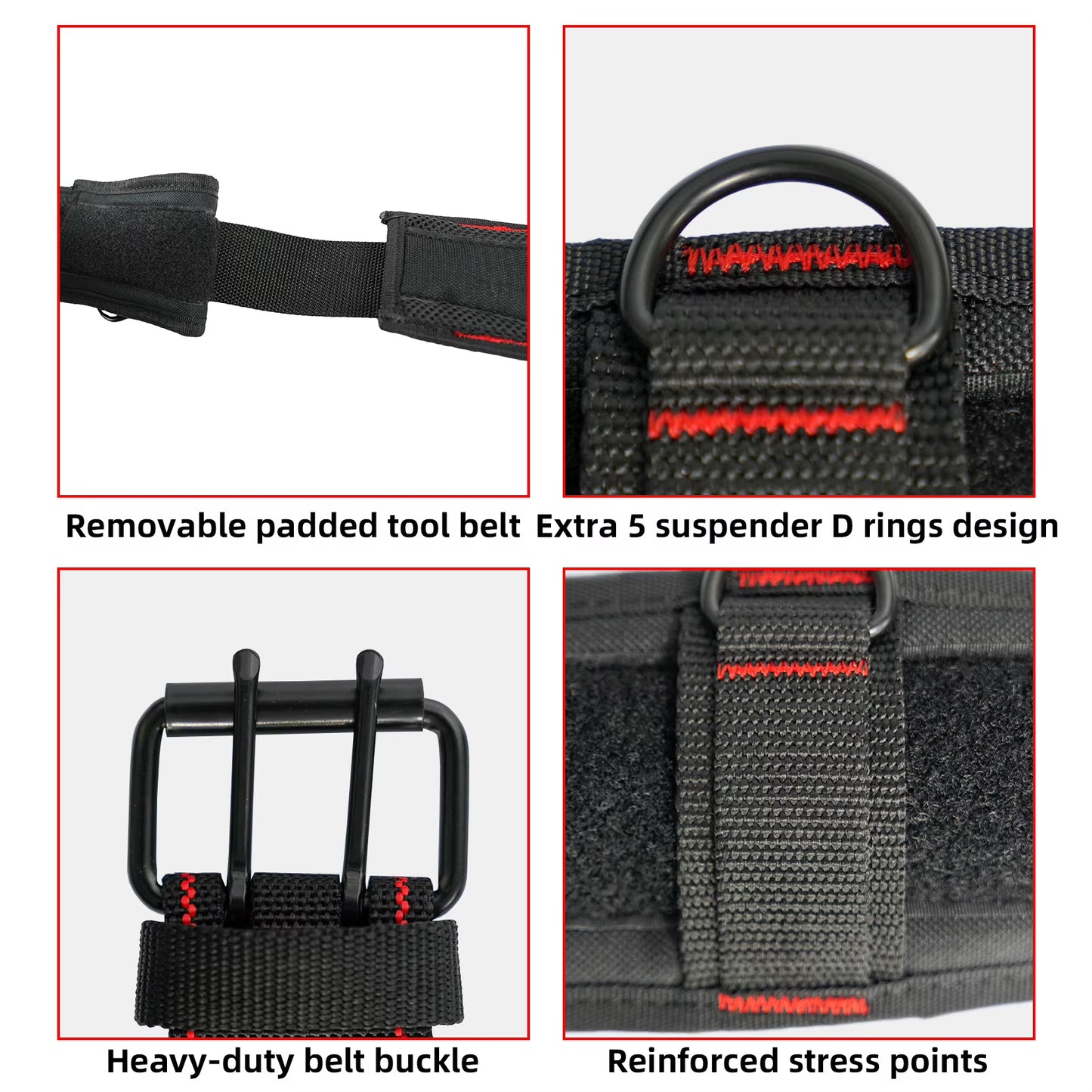 MELOTOUGH Padded Tool Belt with D Ring for Men Construction Strong Durable Double Metal Roller Buckle,Adjustable Waist