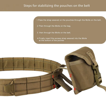 8-In-1 Hunting Tactical Battle Belt with Accessories Tactical Combat Belt Quick Release Rigger Belt Heavy Duty Belts 8 Pcs