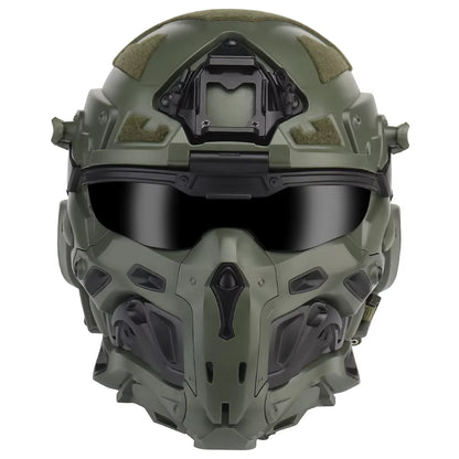 W-Ronin Assault Tactical Helmet and Tactical Mask Modular Design Built-In Headset Anti-Fog Fan Helmet Airsoft Hunting Equipment