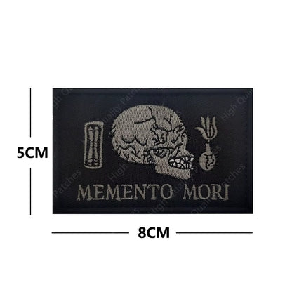 Memento Mori Warning Embroidered Patch Tactical Emblem Armband Skull Applique Skull and Bones Memorial Tactical Badge Armband