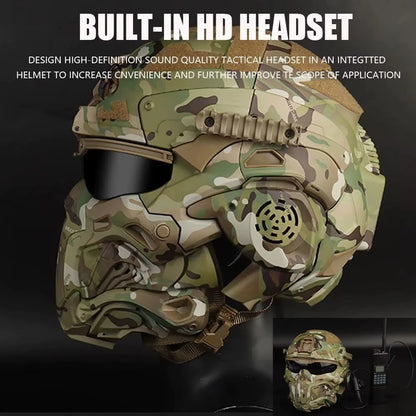 W-Ronin Assault Tactical Helmet and Tactical Mask Modular Design Built-In Headset Anti-Fog Fan Helmet Airsoft Hunting Equipment