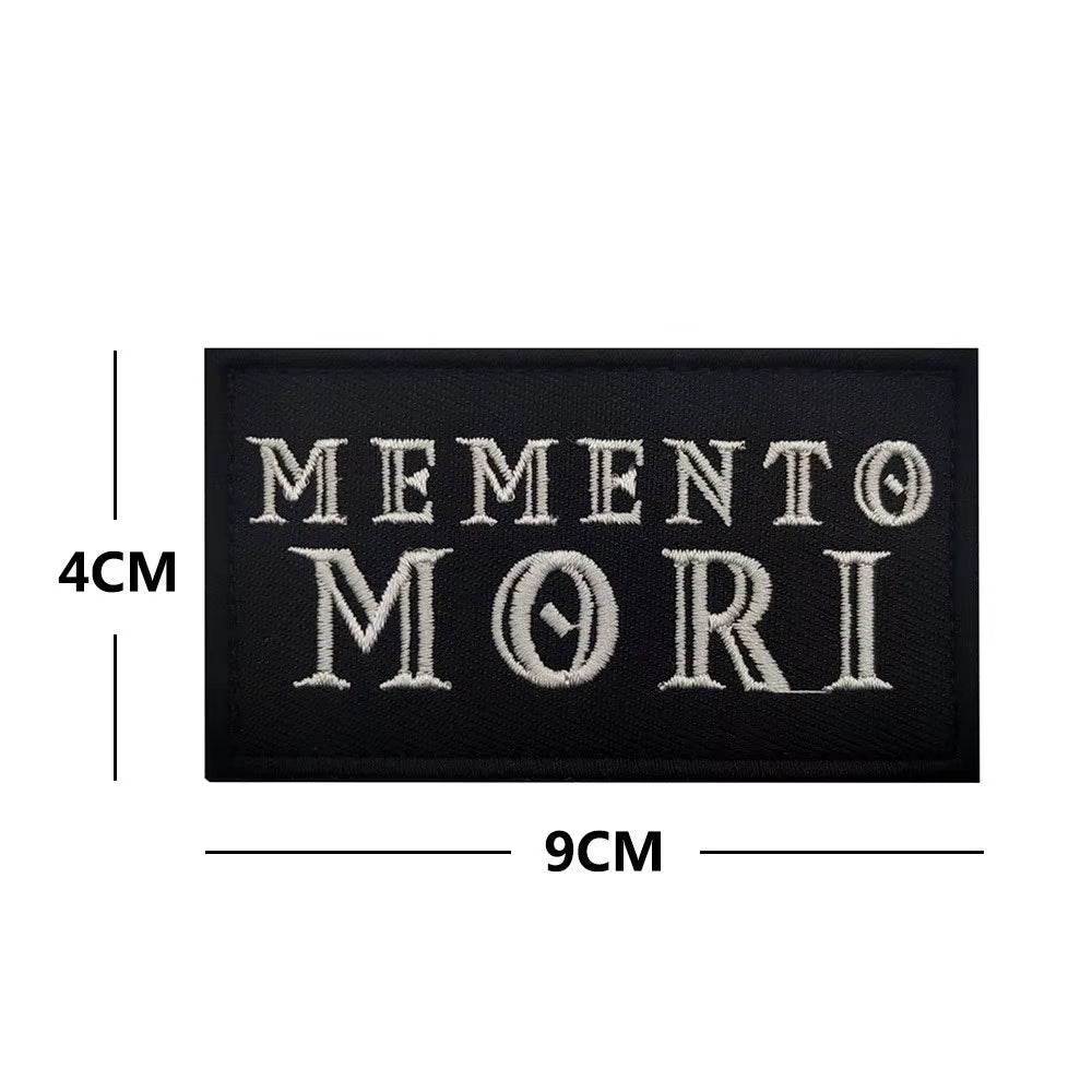 Memento Mori Warning Embroidered Patch Tactical Emblem Armband Skull Applique Skull and Bones Memorial Tactical Badge Armband
