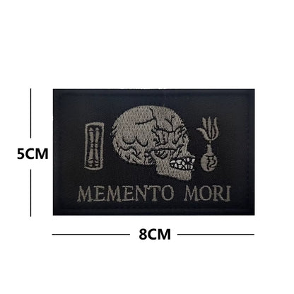 Memento Mori Warning Embroidered Patch Tactical Emblem Armband Skull Applique Skull and Bones Memorial Tactical Badge Armband