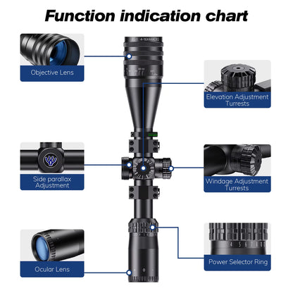 Tactical 4-16X44 AOE Riflescope Hunting Scopes Tactical Airsoft Luneta Para Rifle De Caça Red Green Illuminated Sight Sniper